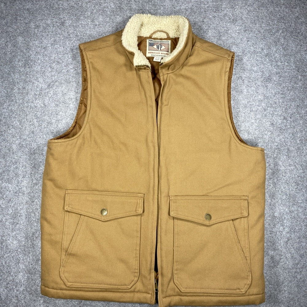 Weatherproof Heritage Brand Workwear Vest Mens Large Harvest Tan Quilted Sherpa